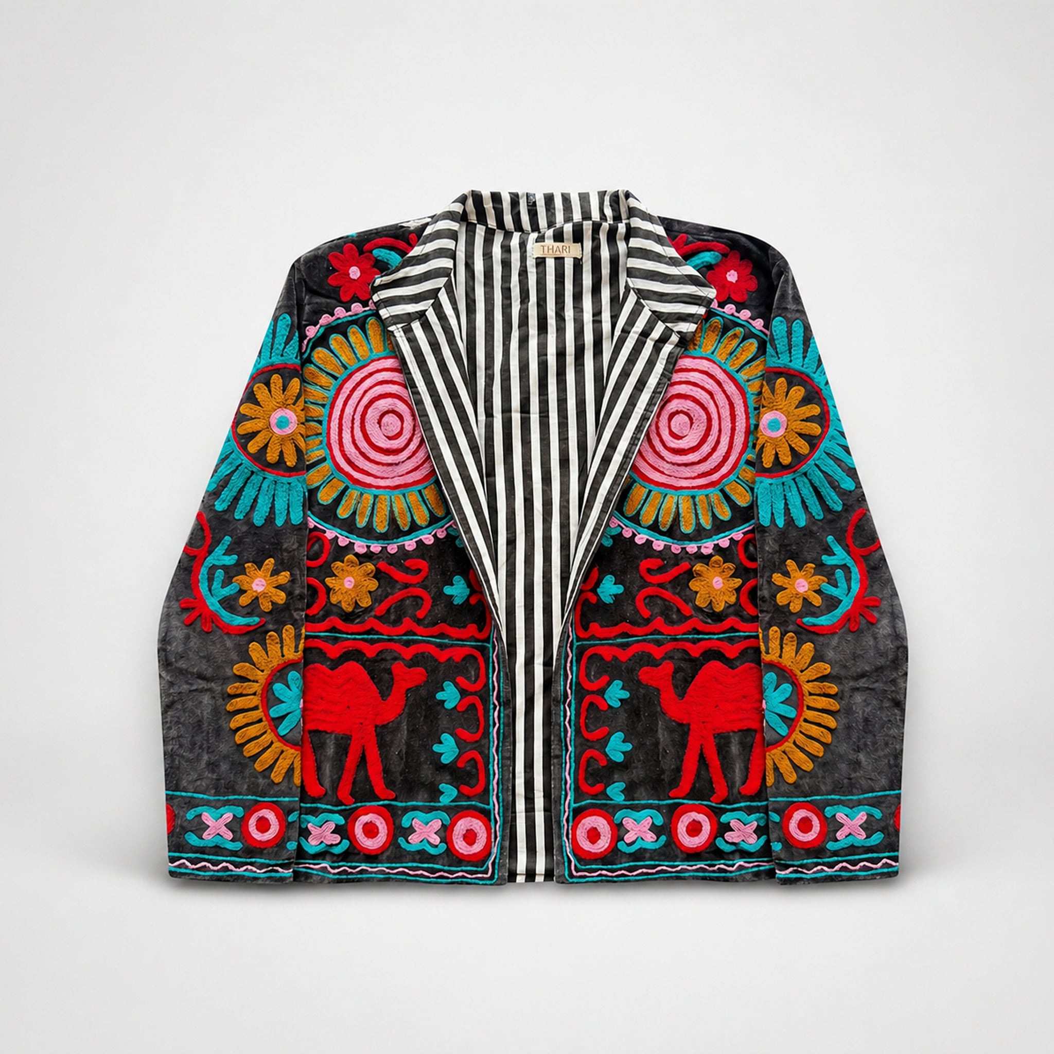 The Thari Hand-Embroidered Velvet Suzani Blazer