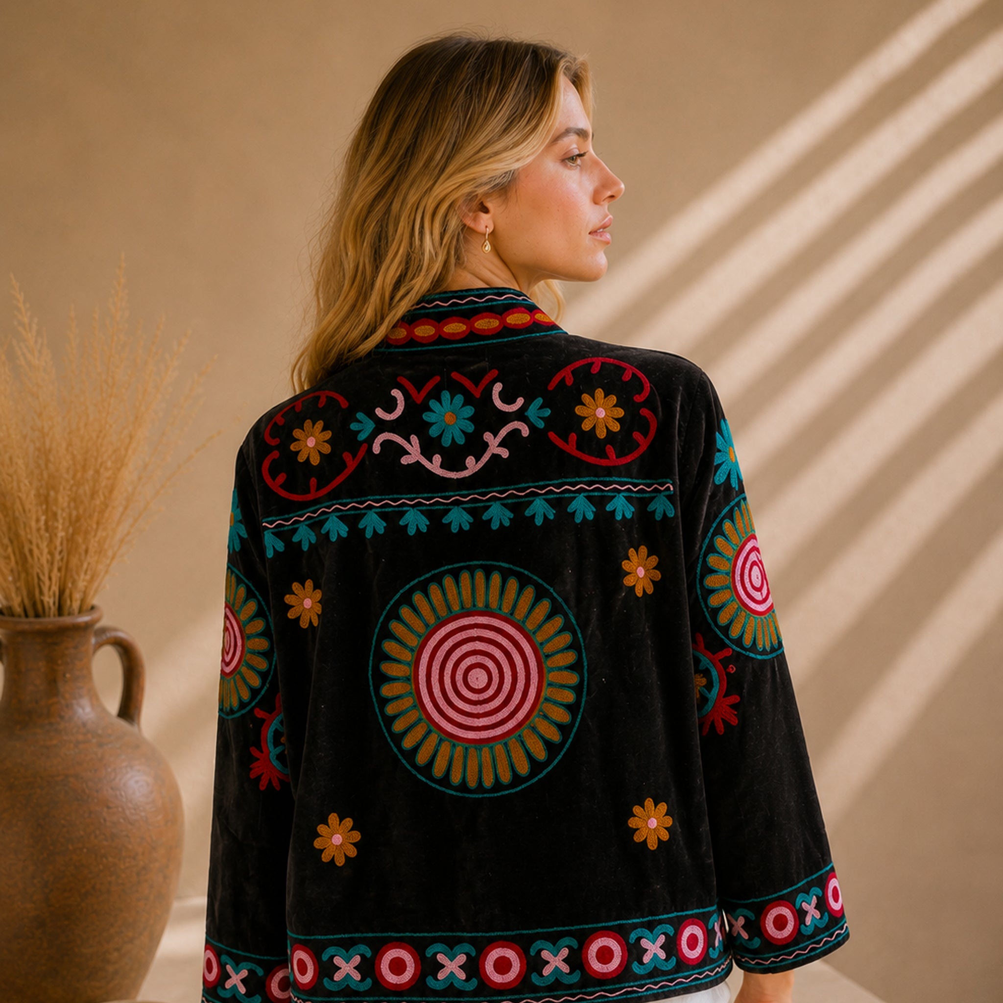The Thari Hand-Embroidered Velvet Suzani Blazer