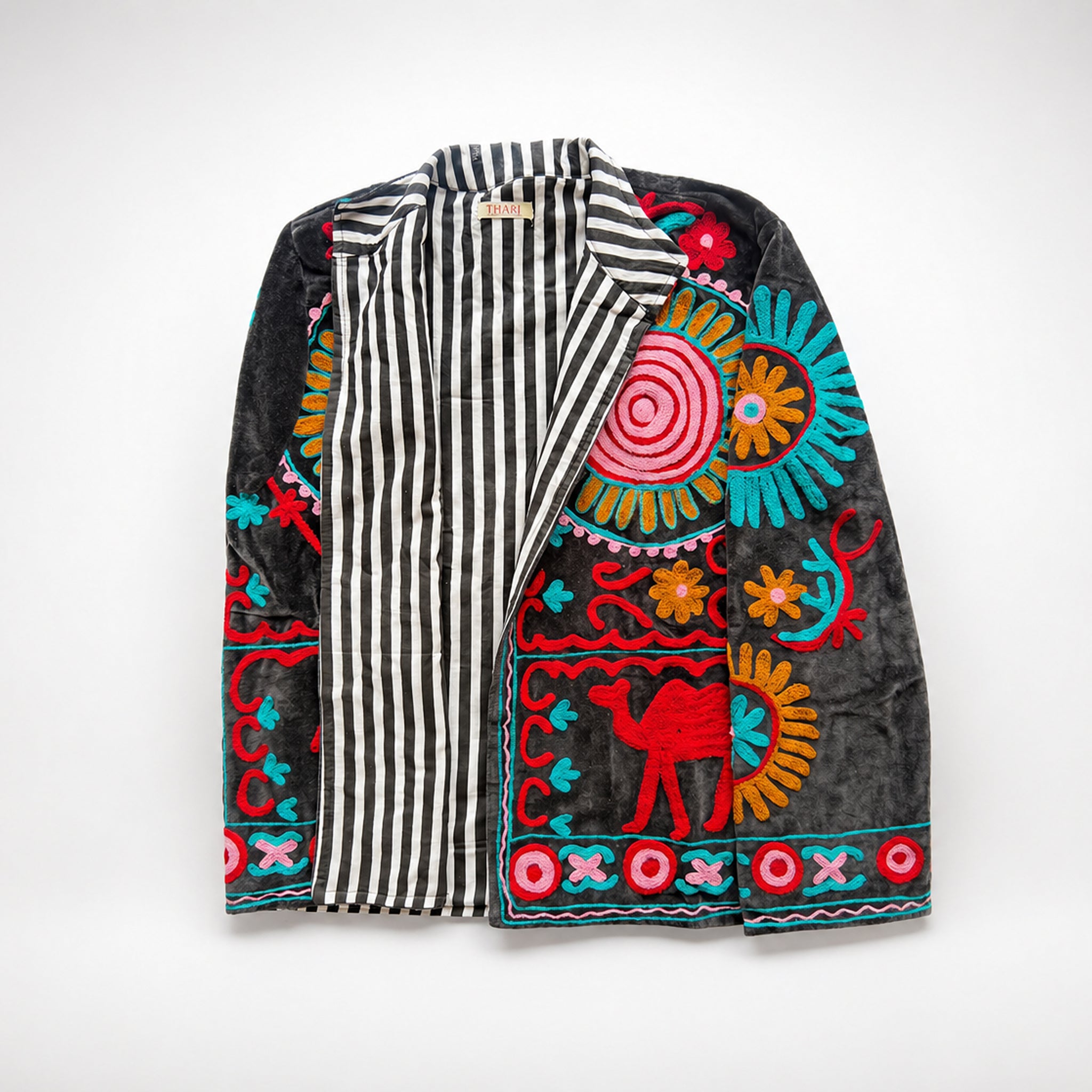 The Thari Hand-Embroidered Velvet Suzani Blazer