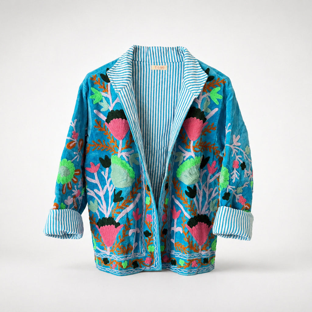 The Thari Hand-Embroidered Velvet Suzani Blazer