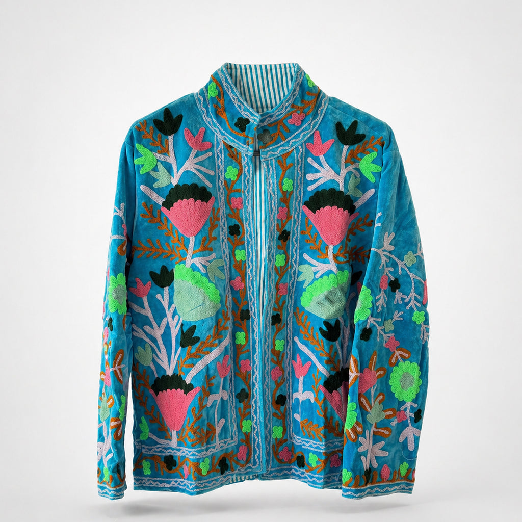 The Thari Hand-Embroidered Velvet Suzani Blazer