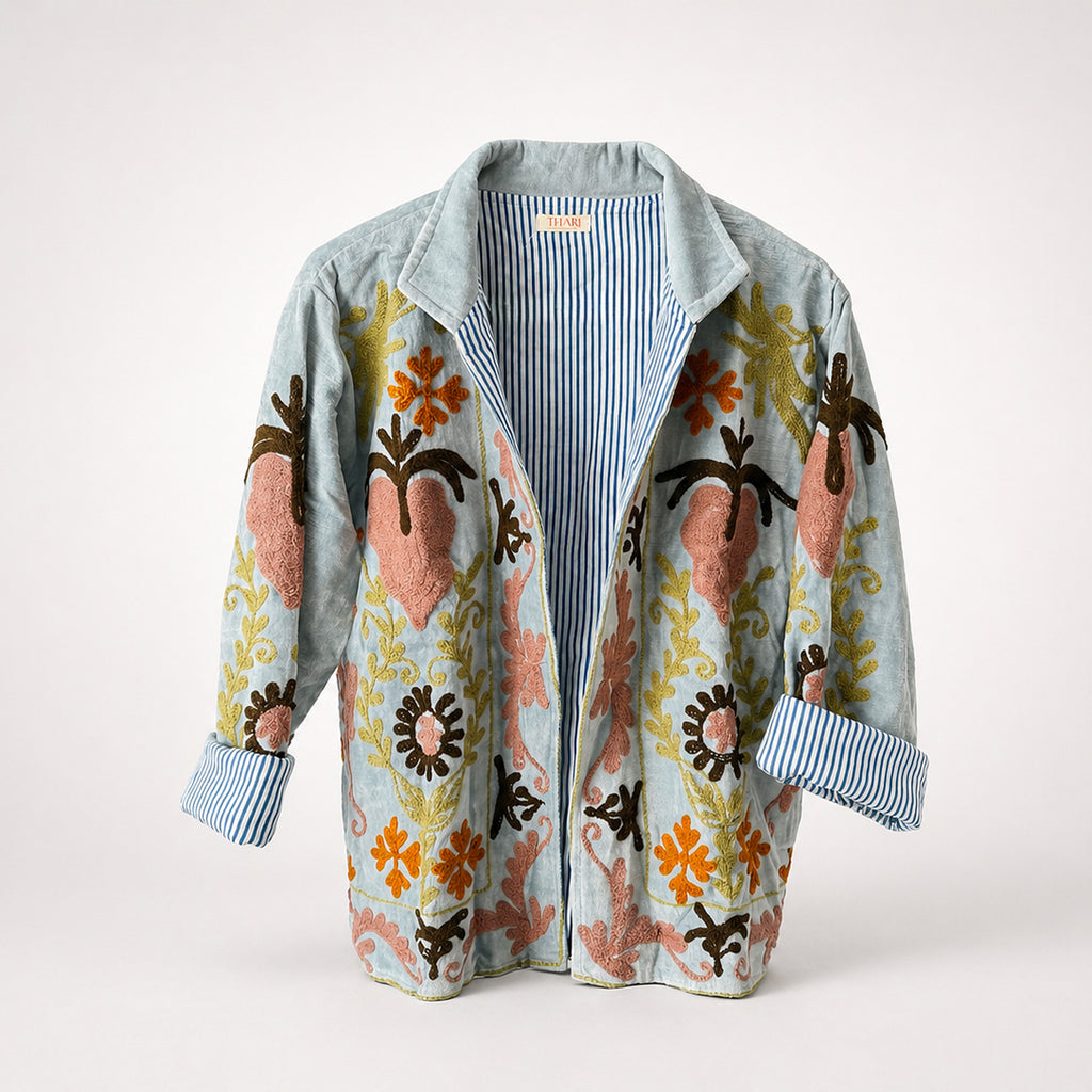 The Thari Hand-Embroidered Velvet Suzani Blazer