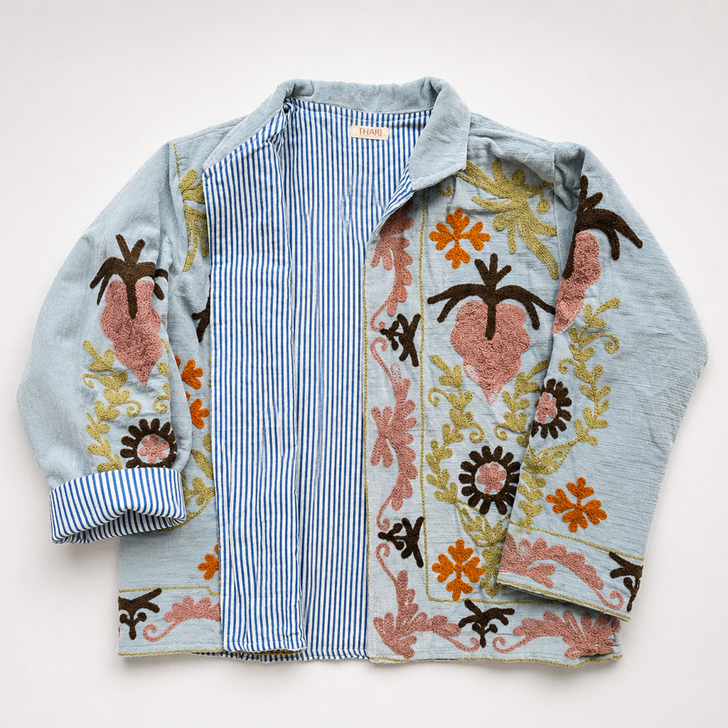 The Thari Hand-Embroidered Velvet Suzani Blazer
