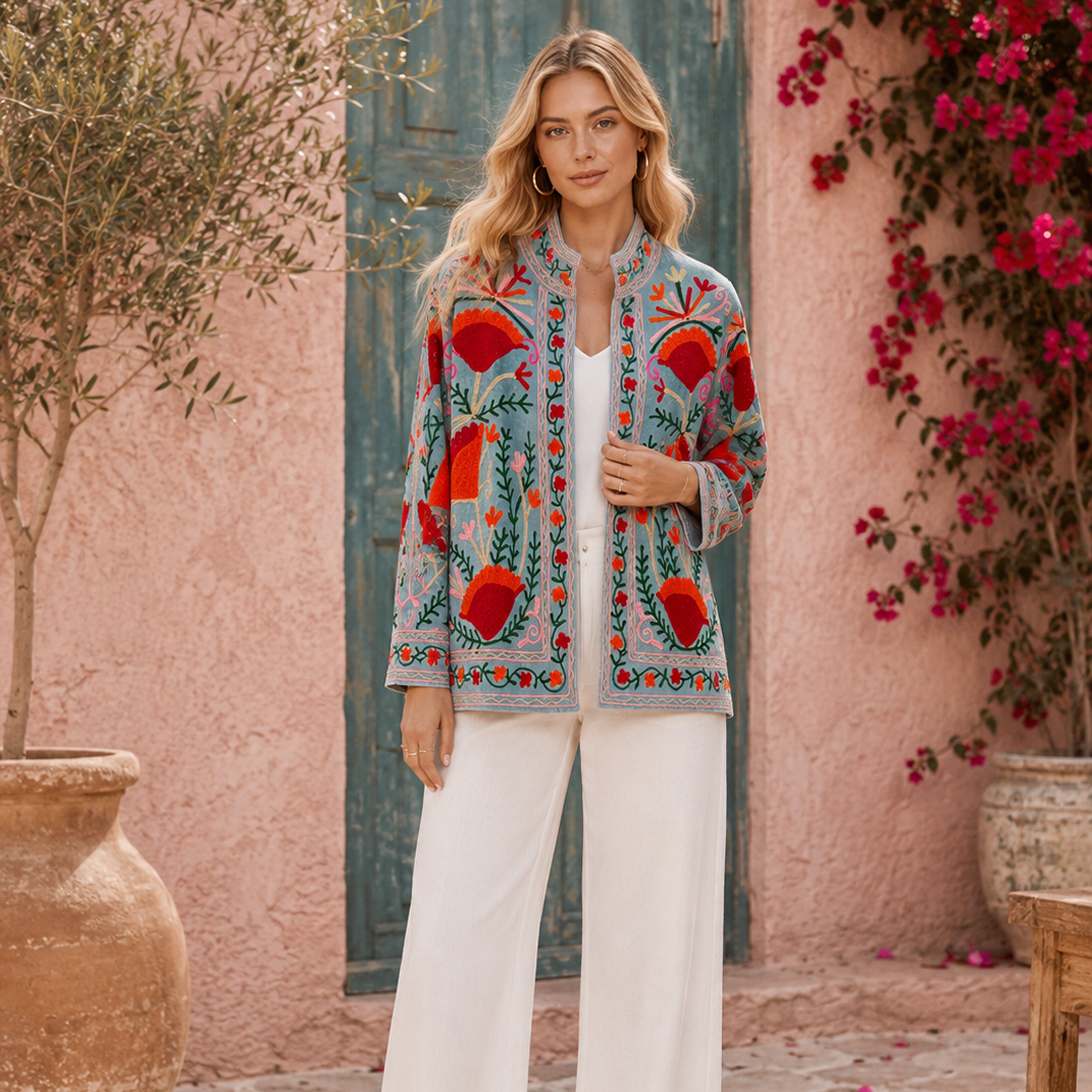 The Thari Hand-Embroidered Velvet Suzani Blazer