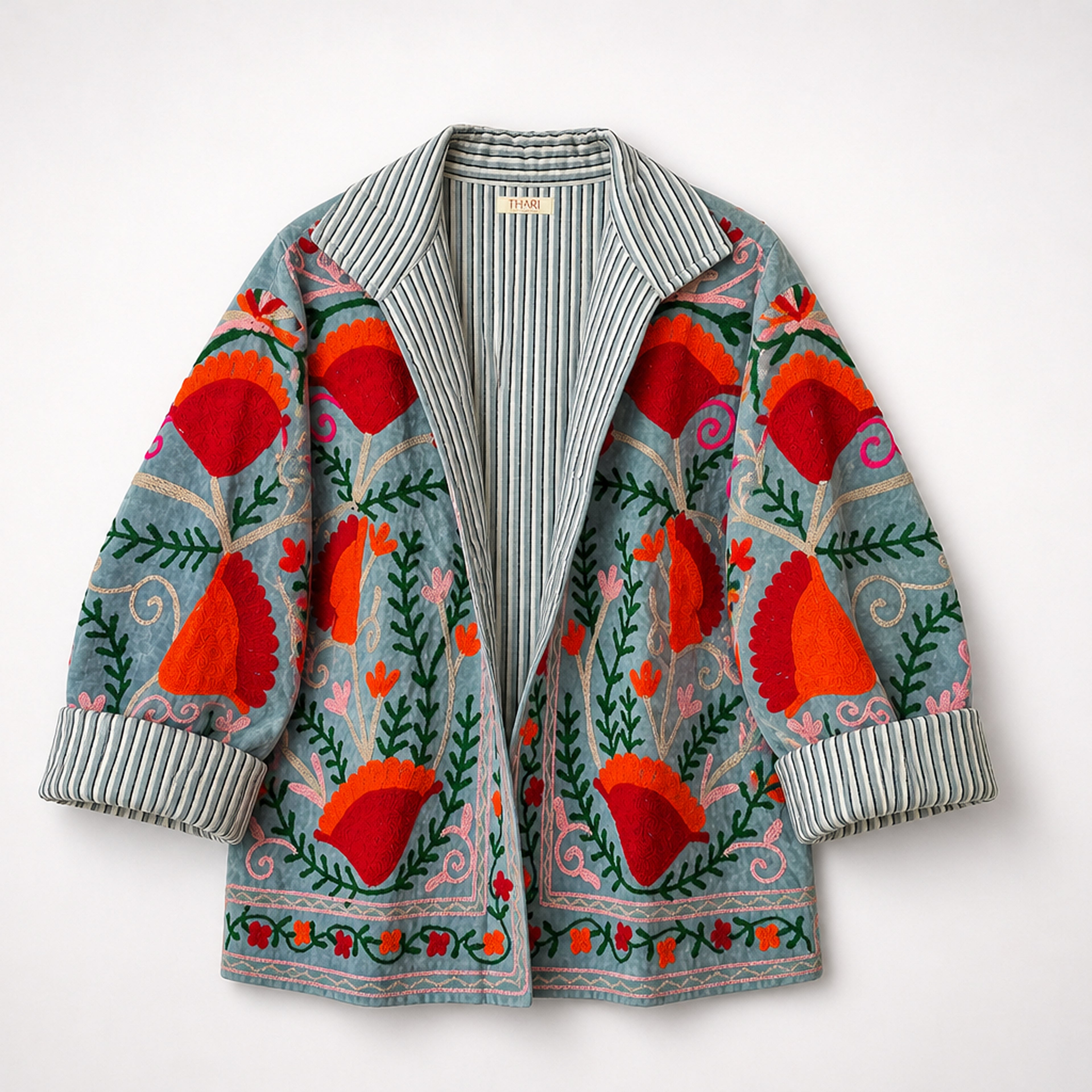 The Thari Hand-Embroidered Velvet Suzani Blazer