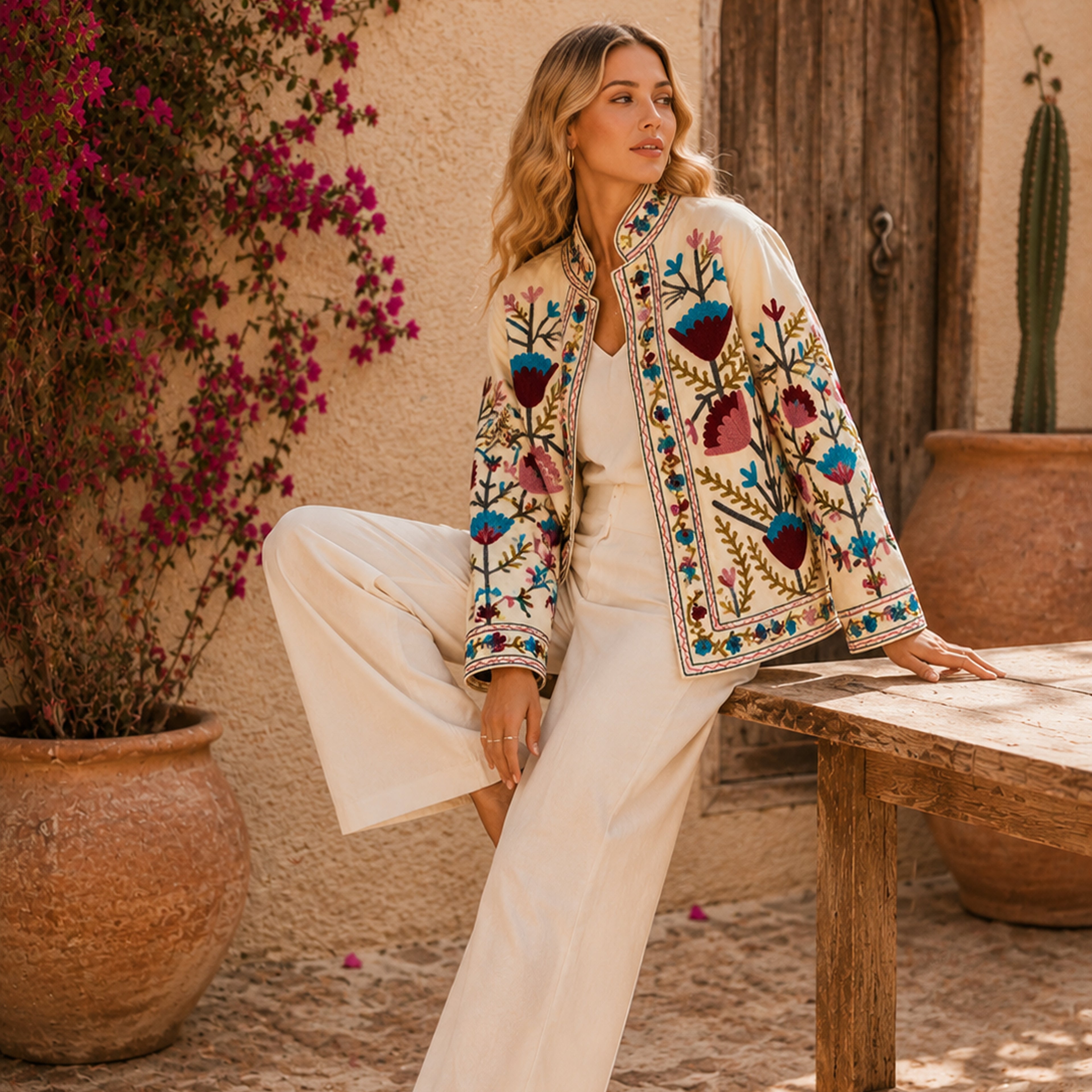 The Thari Hand-Embroidered Velvet Suzani Blazer