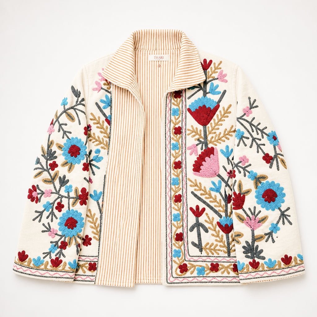 The Thari Hand-Embroidered Velvet Suzani Blazer