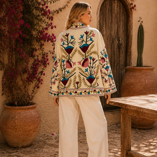 (Exclusive)Thari Hand-Embroidered Velvet Suzani Blazer