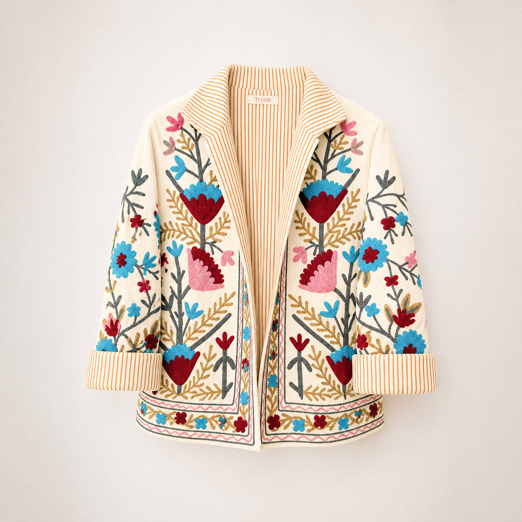 The Thari Hand-Embroidered Velvet Suzani Blazer
