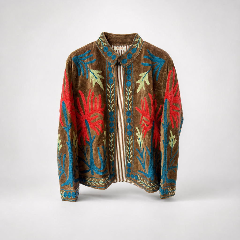 The Thari Hand-Embroidered Velvet Suzani Blazer