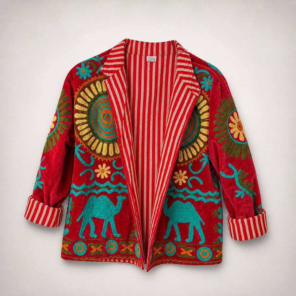 The Thari Hand-Embroidered Velvet Suzani Blazer