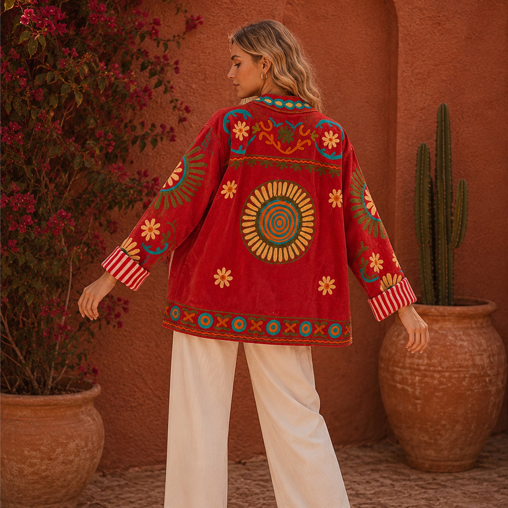 The Thari Hand-Embroidered Velvet Suzani Blazer