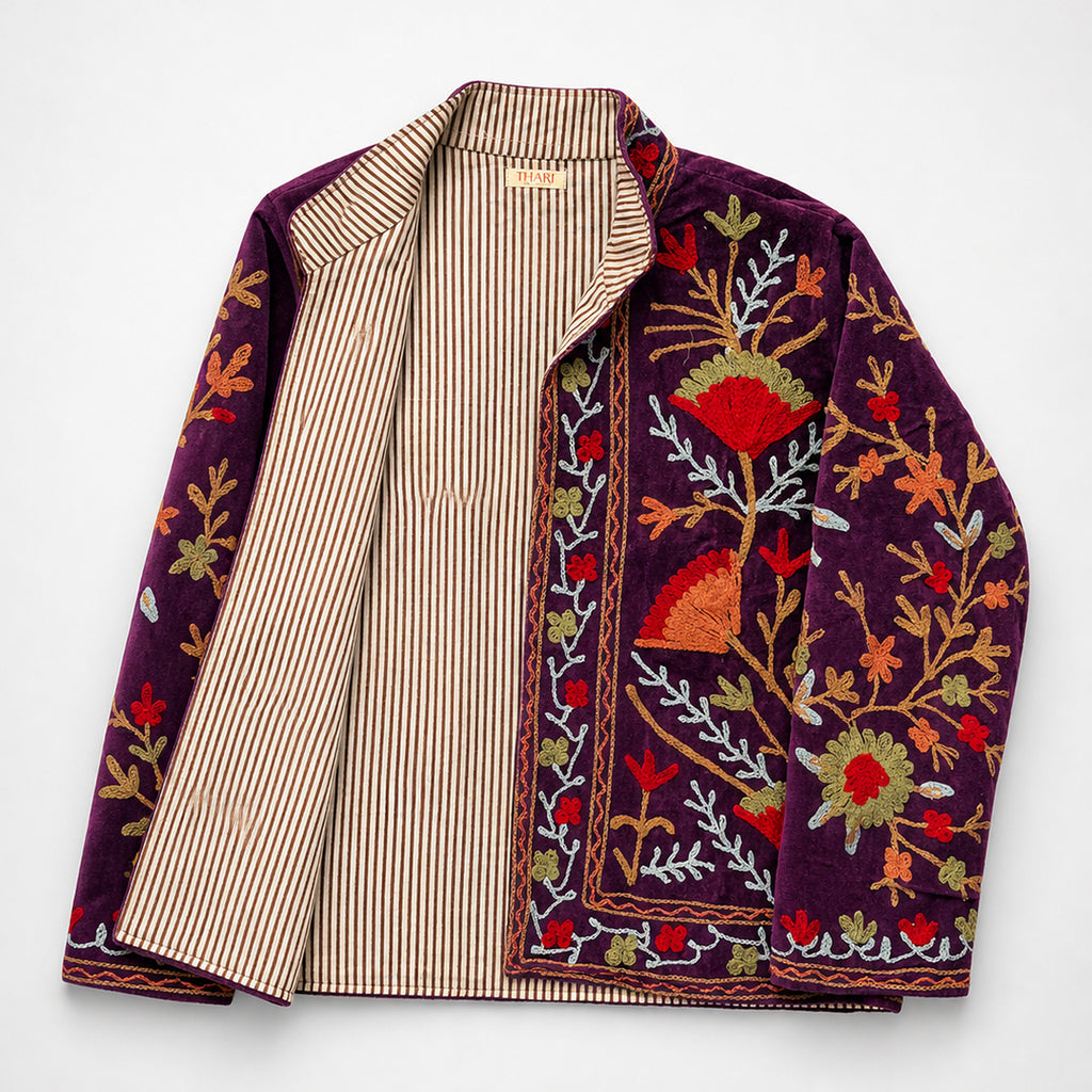 The Thari Hand-Embroidered Velvet Suzani Blazer