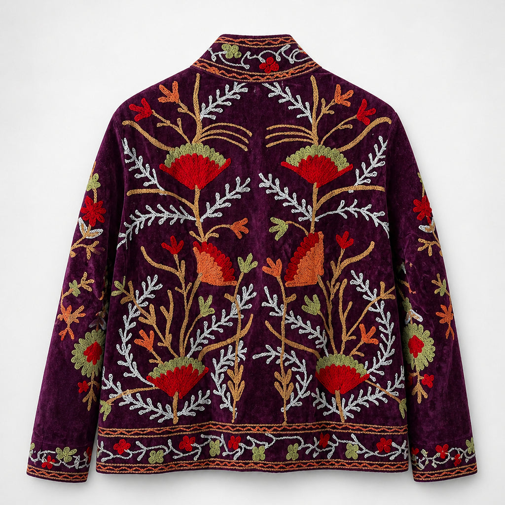 The Thari Hand-Embroidered Velvet Suzani Blazer