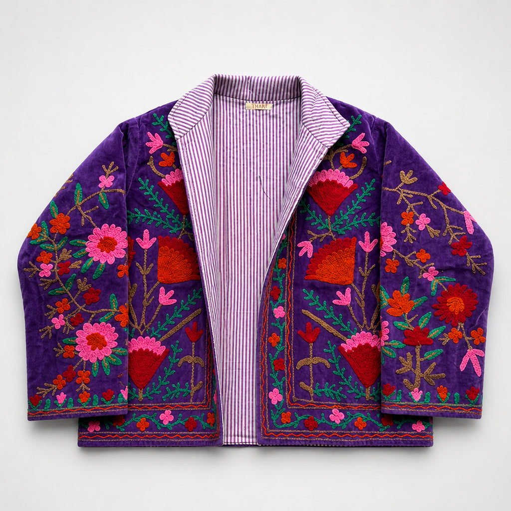 The Thari Hand-Embroidered Velvet Suzani Blazer