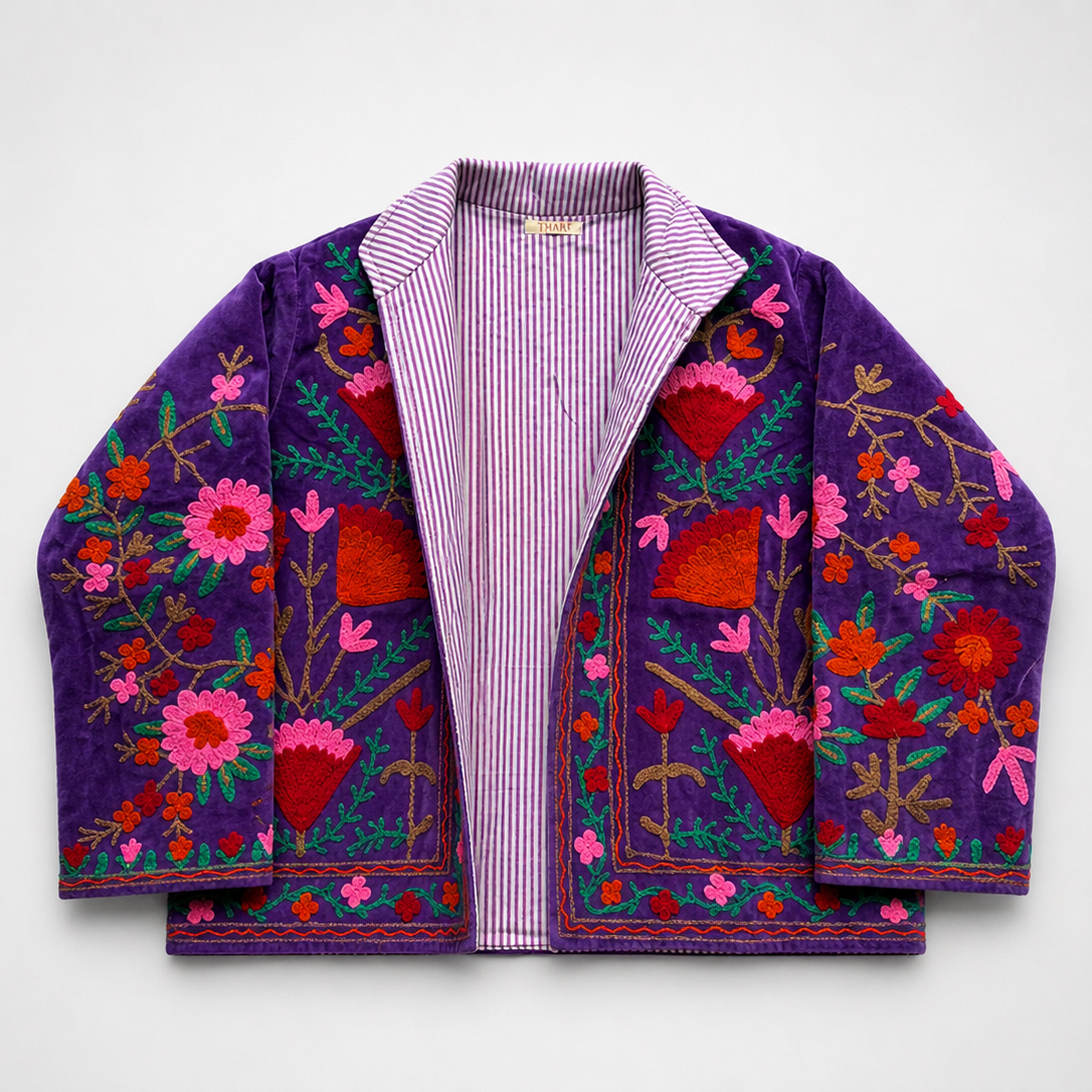 The Thari Hand-Embroidered Velvet Suzani Blazer