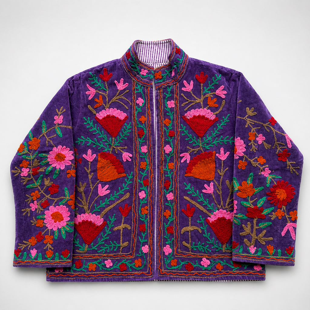 The Thari Hand-Embroidered Velvet Suzani Blazer
