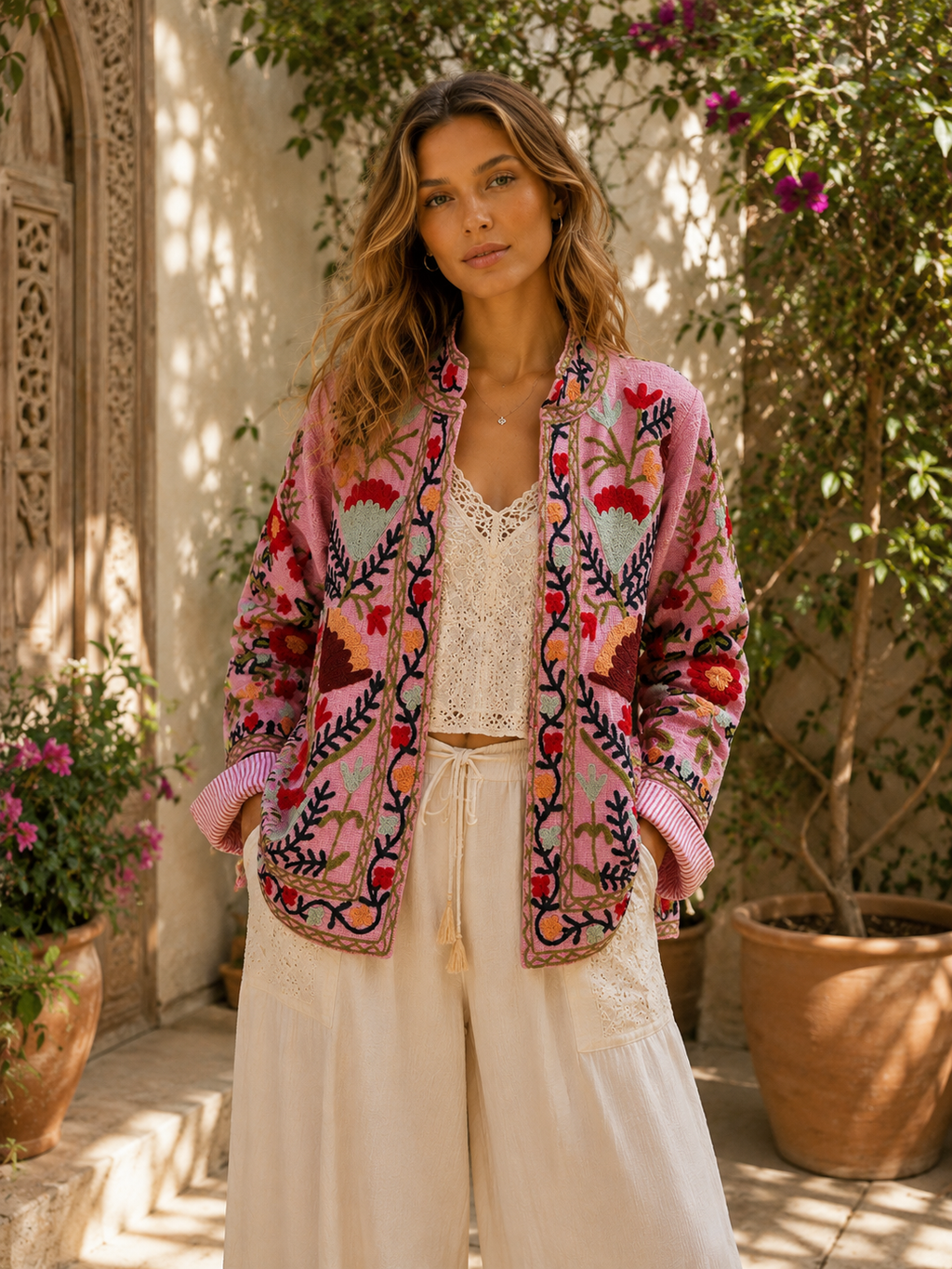The Thari Hand-Embroidered Cotton Suzani Jacket
