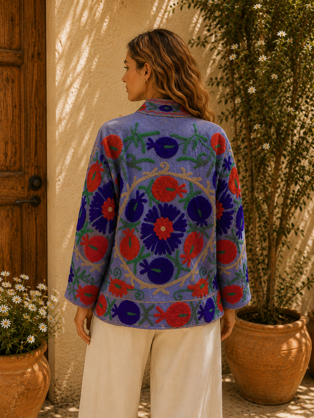 The Thari Hand-Embroidered Cotton Suzani Jacket