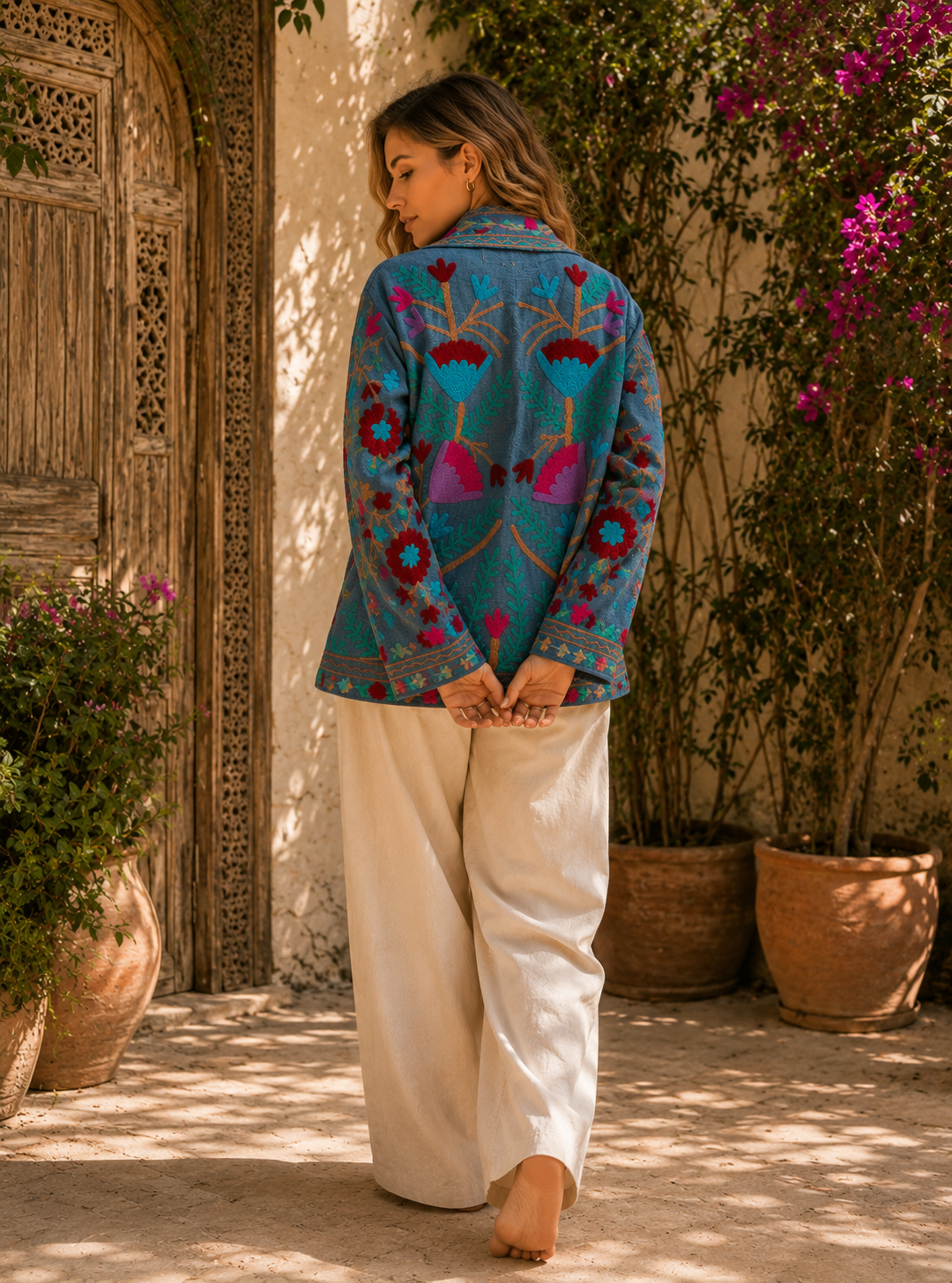 The Thari Hand-Embroidered Cotton Suzani Jacket