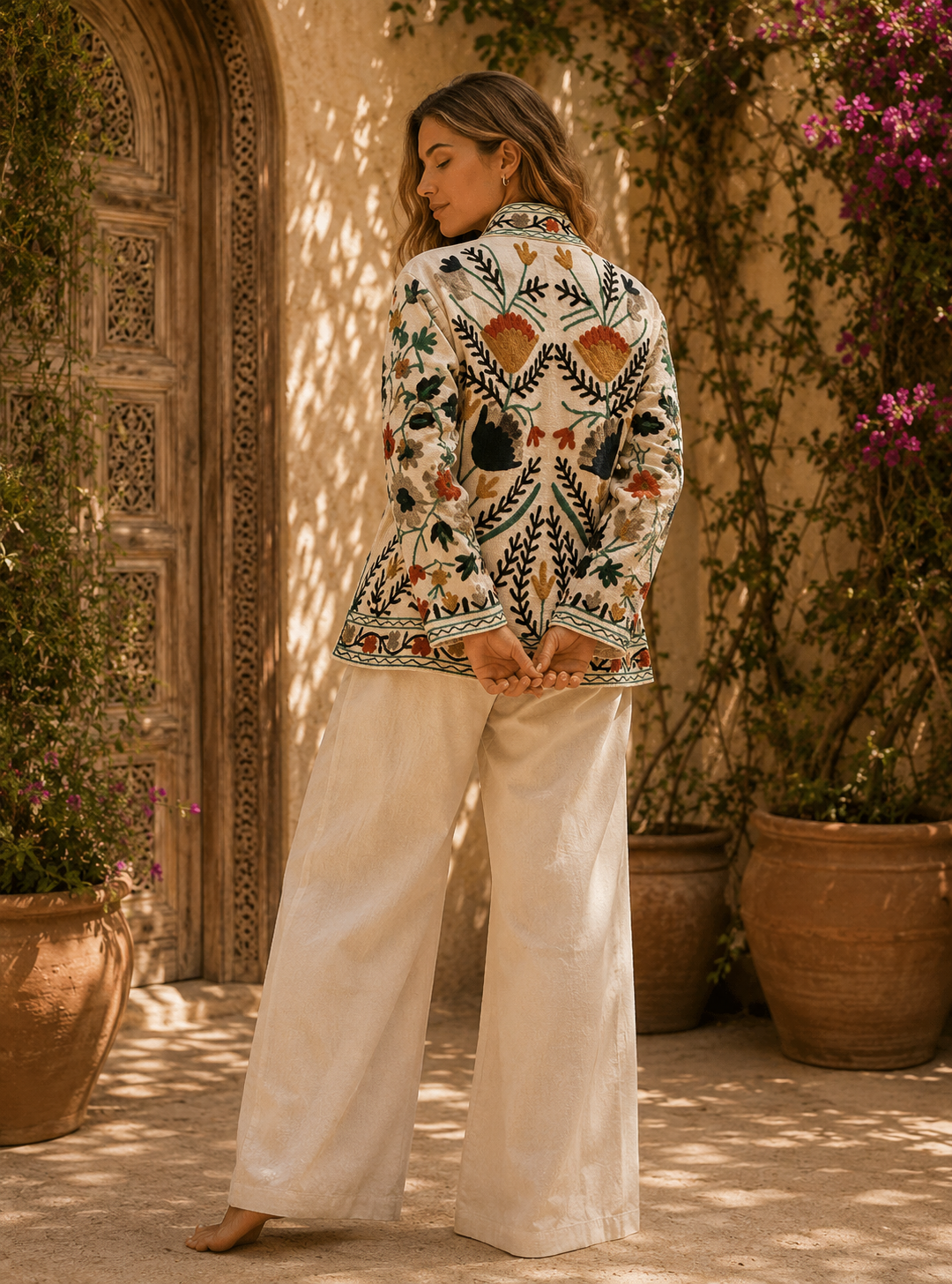 The Thari Hand-Embroidered Cotton Suzani Jacket