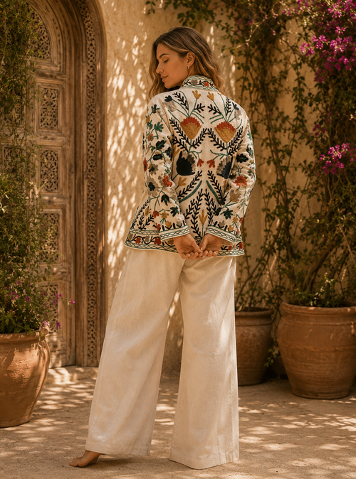 Hand-Embroidered Cotton Suzani Jacket