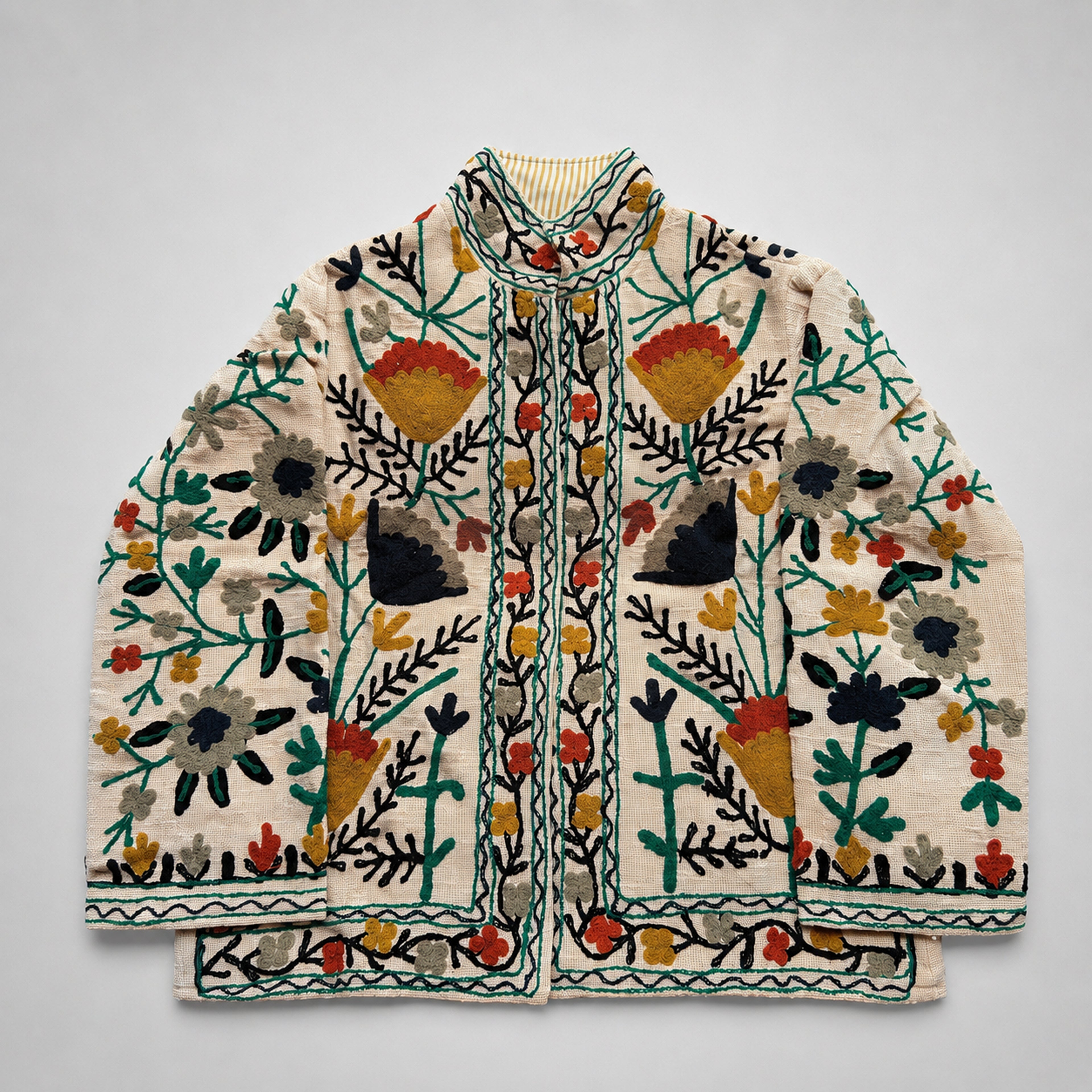 The Thari Hand-Embroidered Cotton Suzani Jacket