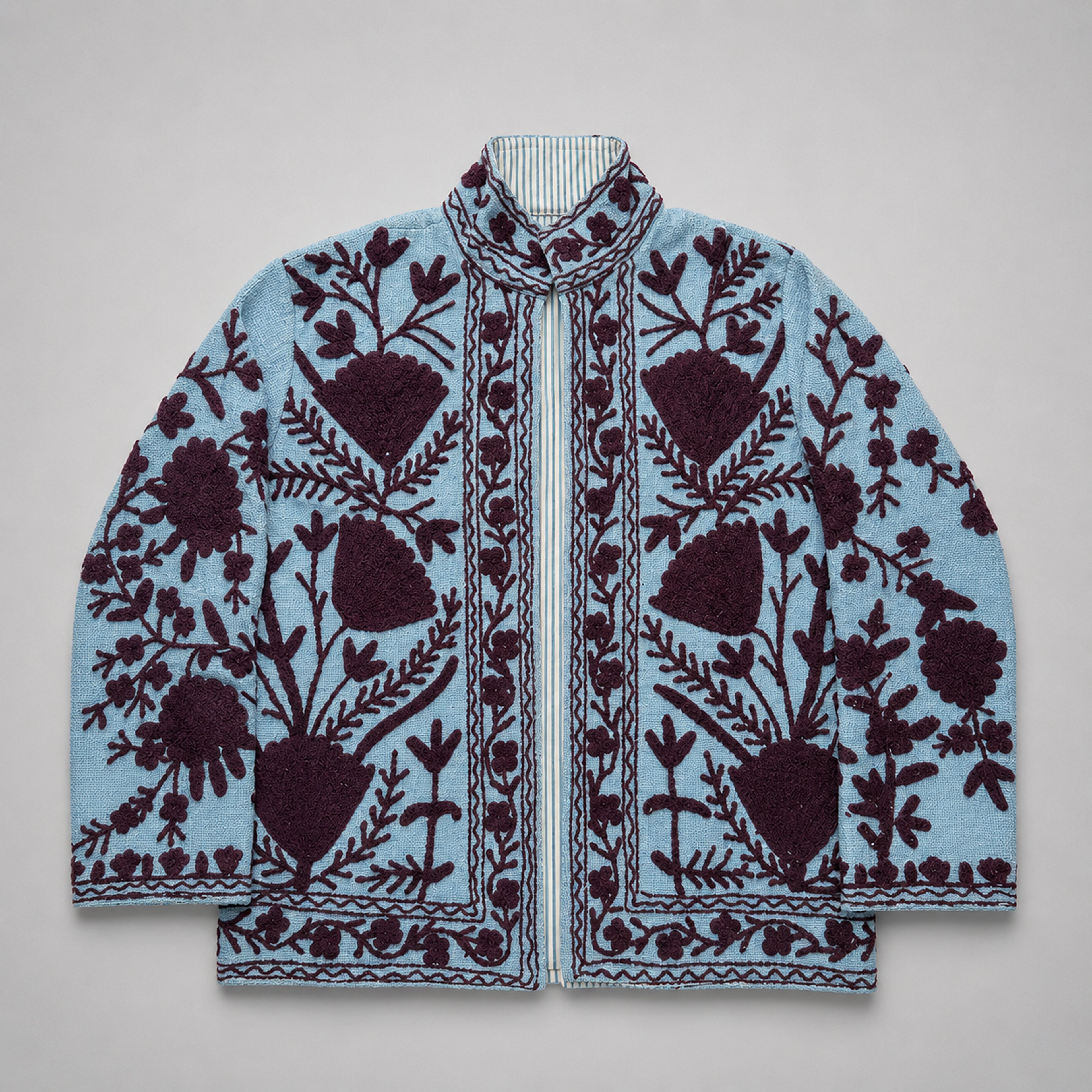The Thari Hand-Embroidered Cotton Suzani Jacket combo