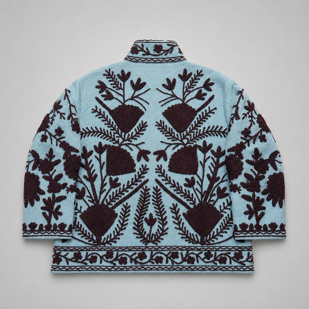 The Thari Hand-Embroidered Cotton Suzani Jacket combo