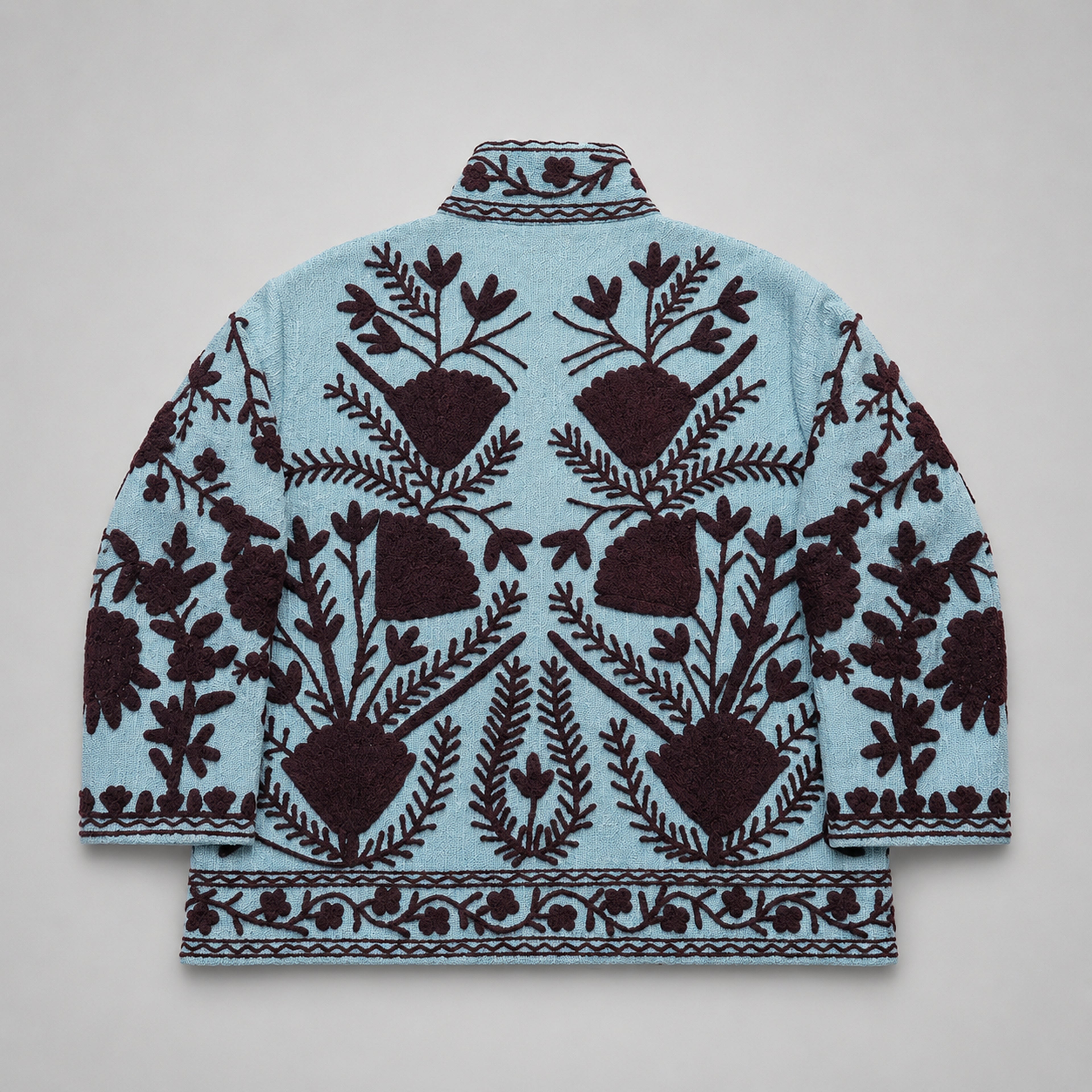 The Thari Hand-Embroidered Cotton Suzani Jacket combo