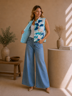 Swan Print Reversible Quilted Short Jacket