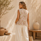 The Thari Hand-Printed Garden Print Reversible Quilted Short Jacket
