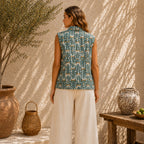 The Thari Hand-Printed Flower Print Reversible Quilted Short Jacket
