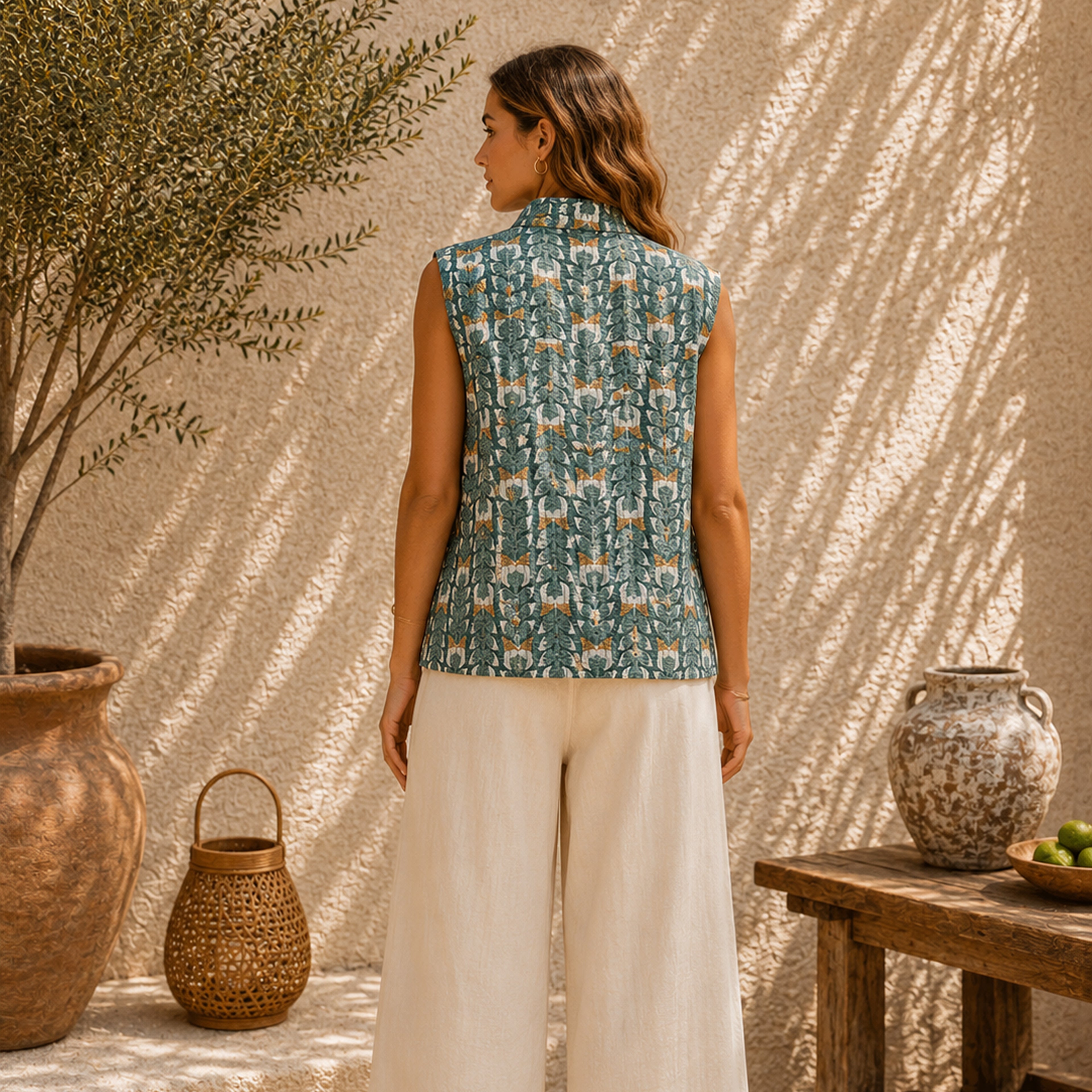 The Thari Hand-Printed Flower Print Reversible Quilted Short Jacket