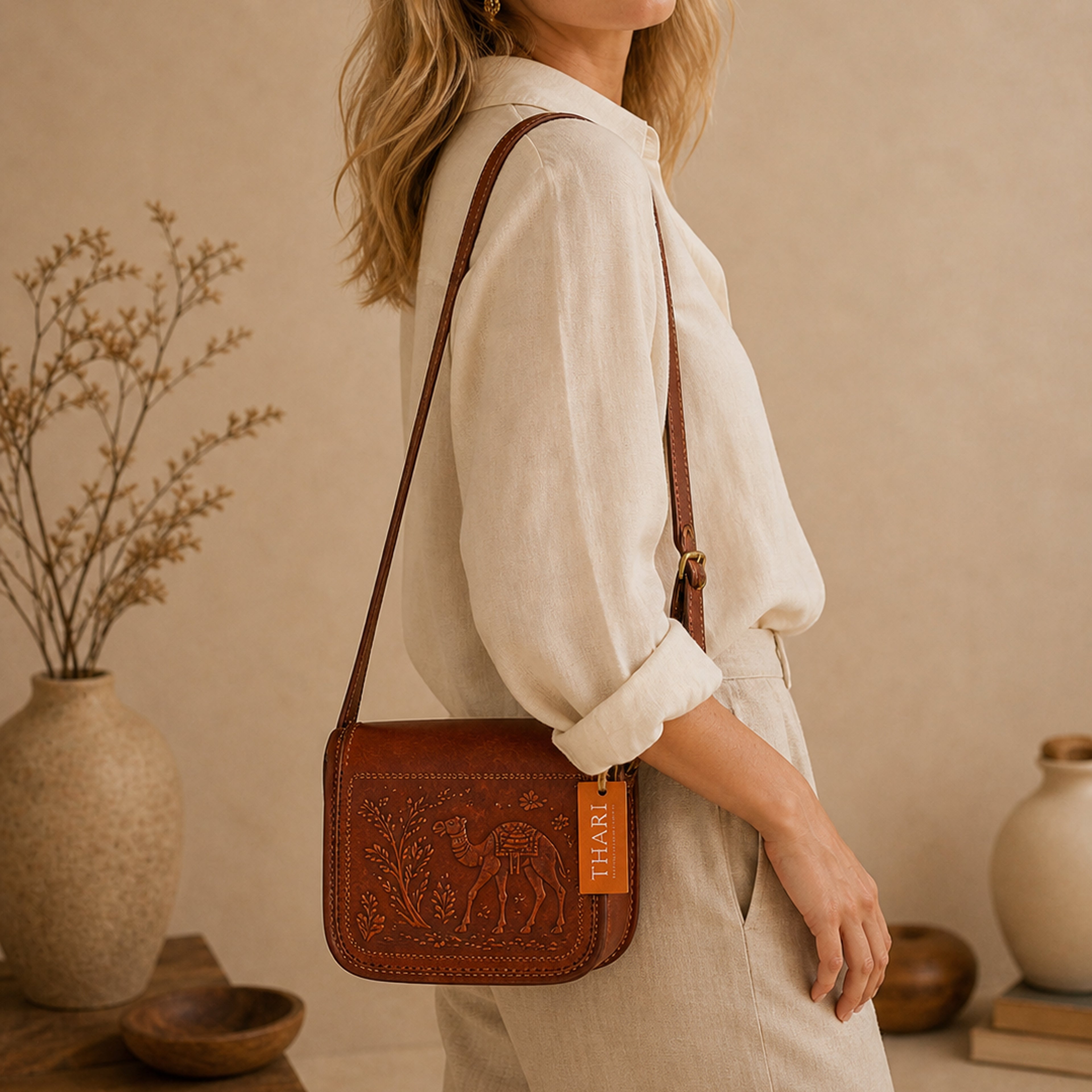 Thari Leather Crossbody Bag