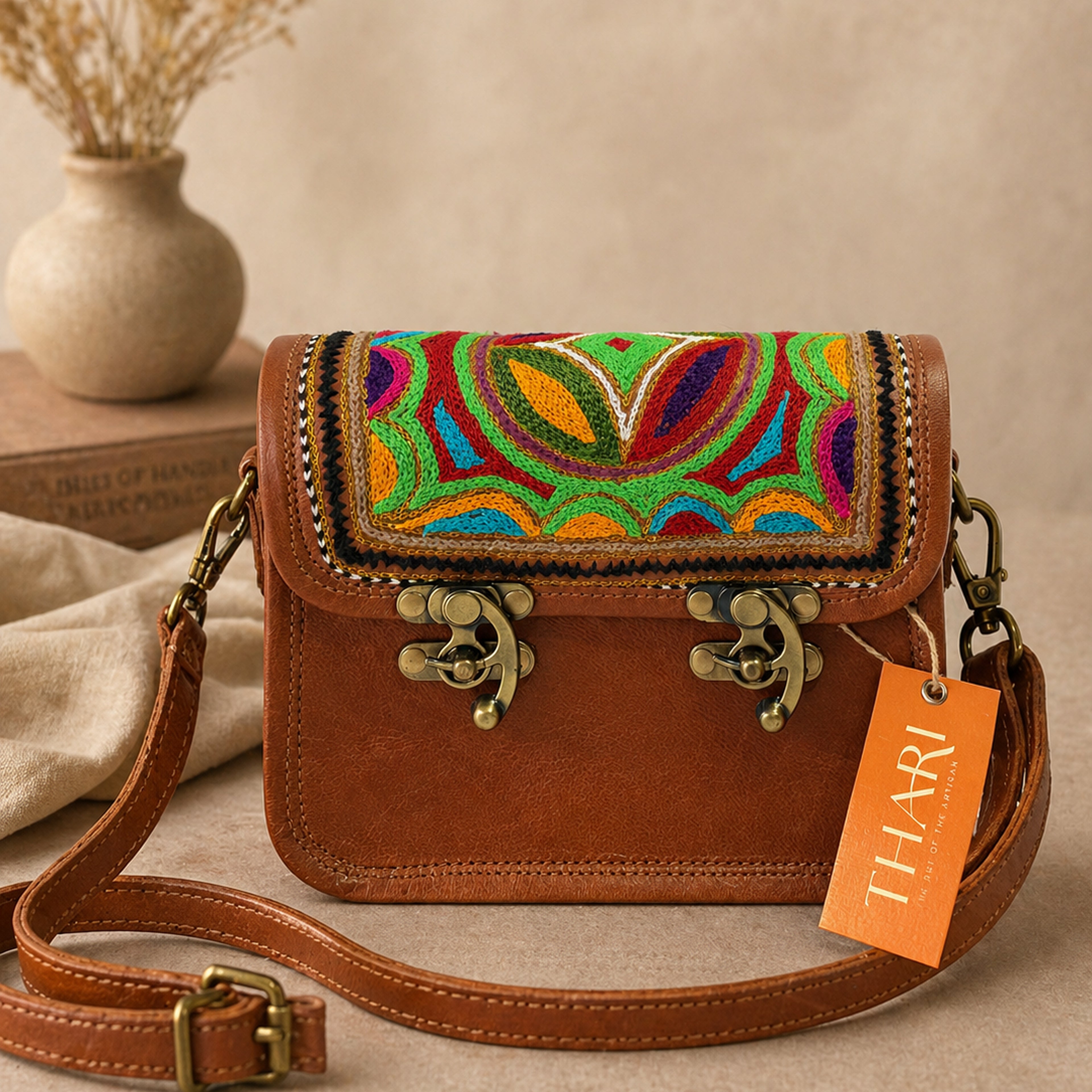 Thari Leather Crossbody Bag