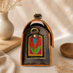 Thari Artisan Leather Trunk Bag - Bohemian Prism Motif Hand Embroidery Versatile Carry-All