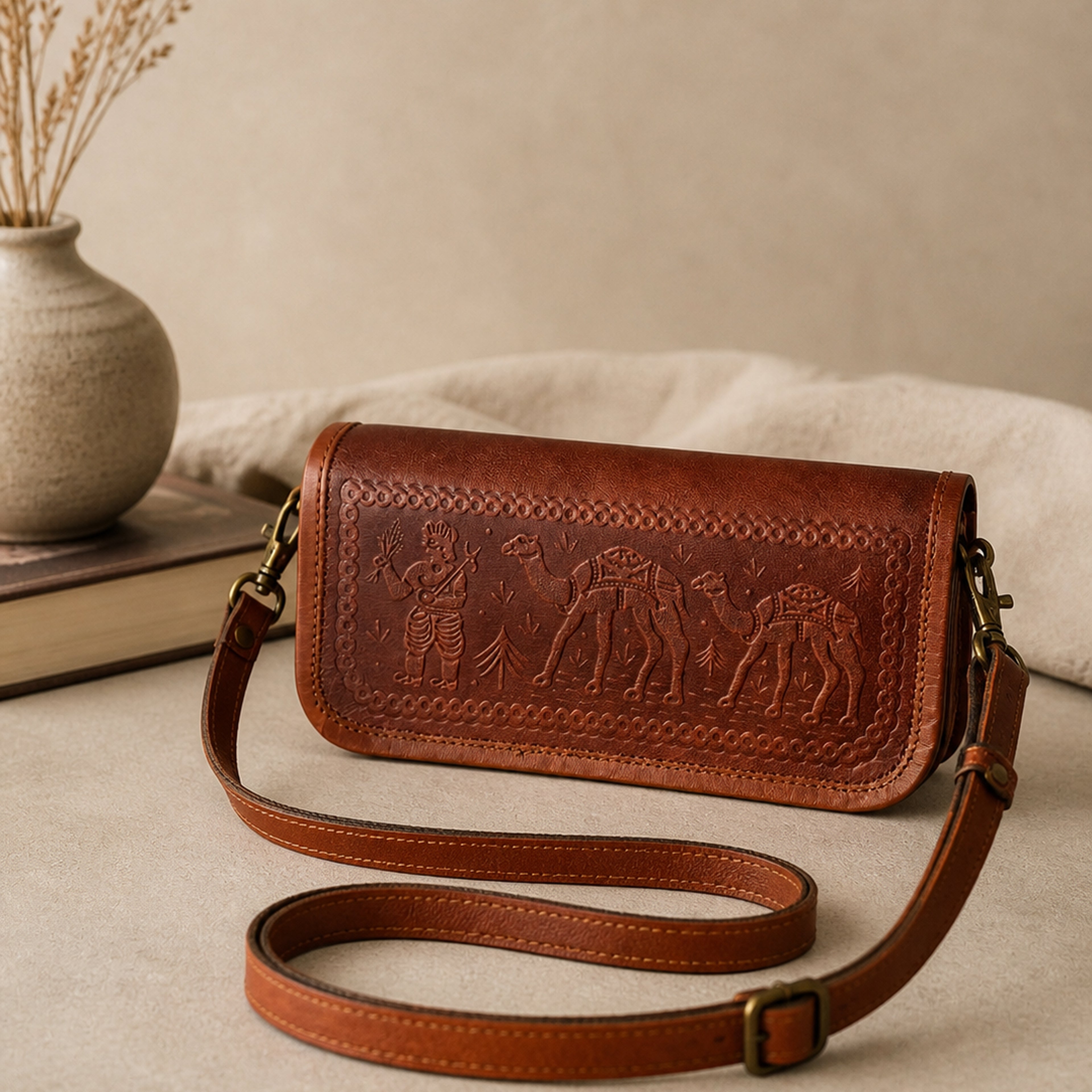 Thari Artisan Leather Envelope Clutch