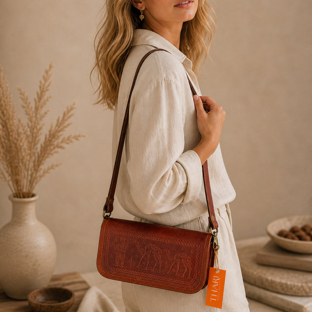 Thari Artisan Leather Envelope Clutch