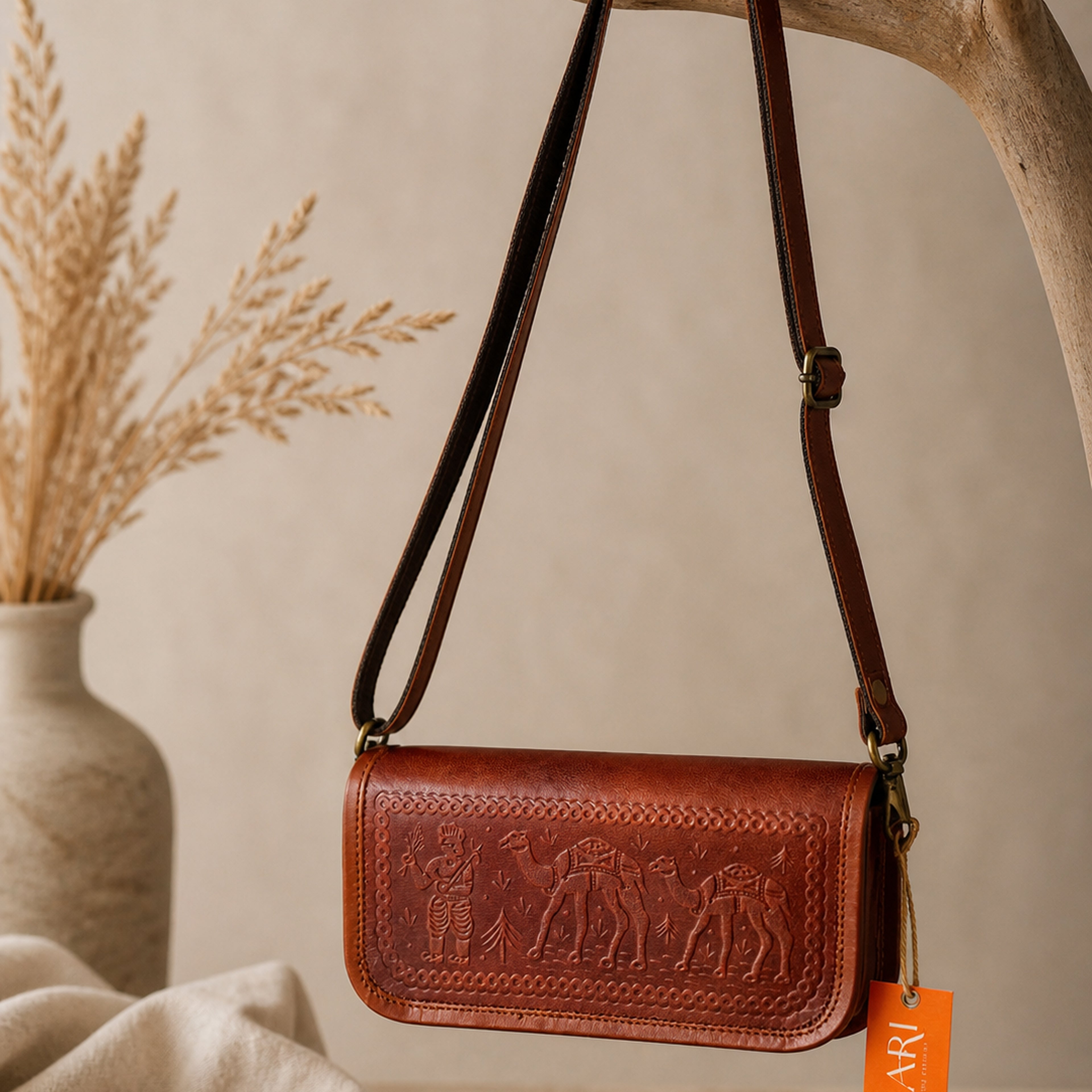 Thari Artisan Leather Envelope Clutch