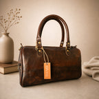 Thari Genuine Leather Duffle Bag - Espresso Weekender Travel Bag