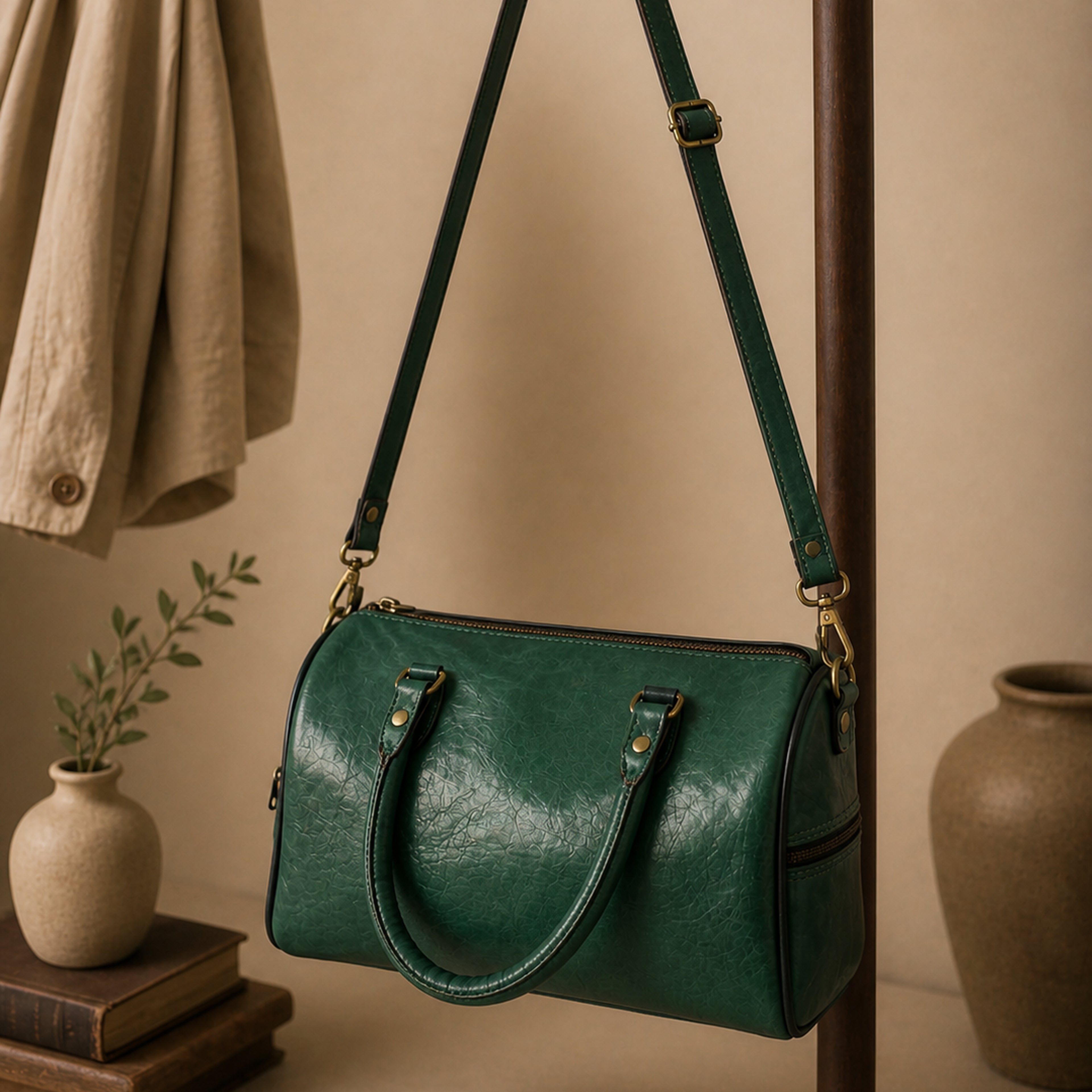 Thari Genuine Leather Duffle Bag - Espresso Weekender Travel Bag