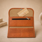 The Thari Artisanal Leather Heritage Wallet - Lotus Hand Embroidery