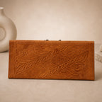 The Thari Artisanal Leather Heritage Wallet - Lotus Hand Embroidery