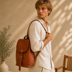 The Thari Artisanal Leather Daypack - Multi Colour Dot Hand Embroidery